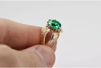 Vintage Anillo Esmeralda Oro rosa antiguo original de 14k vrc135r